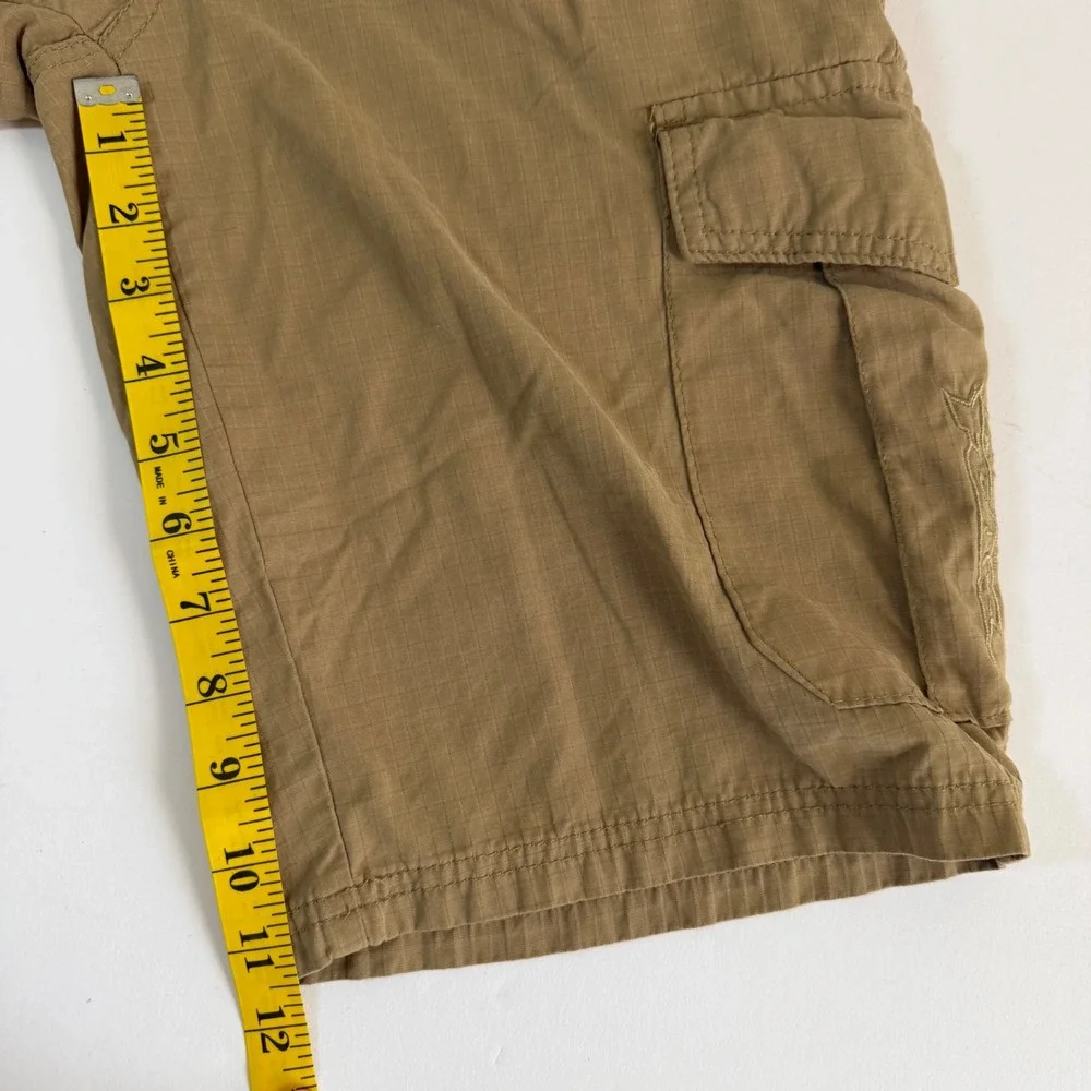 No Fear Cargo Shorts 28 Khaki‎ Tan Y2K Skate Utility Ripstop Tactical Streetwear